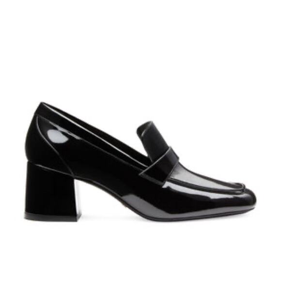 Stuart Weitzman Sleek 60 Black Patent Leather Loafer Heels Size 8B with Dustbag - Picture 2 of 12